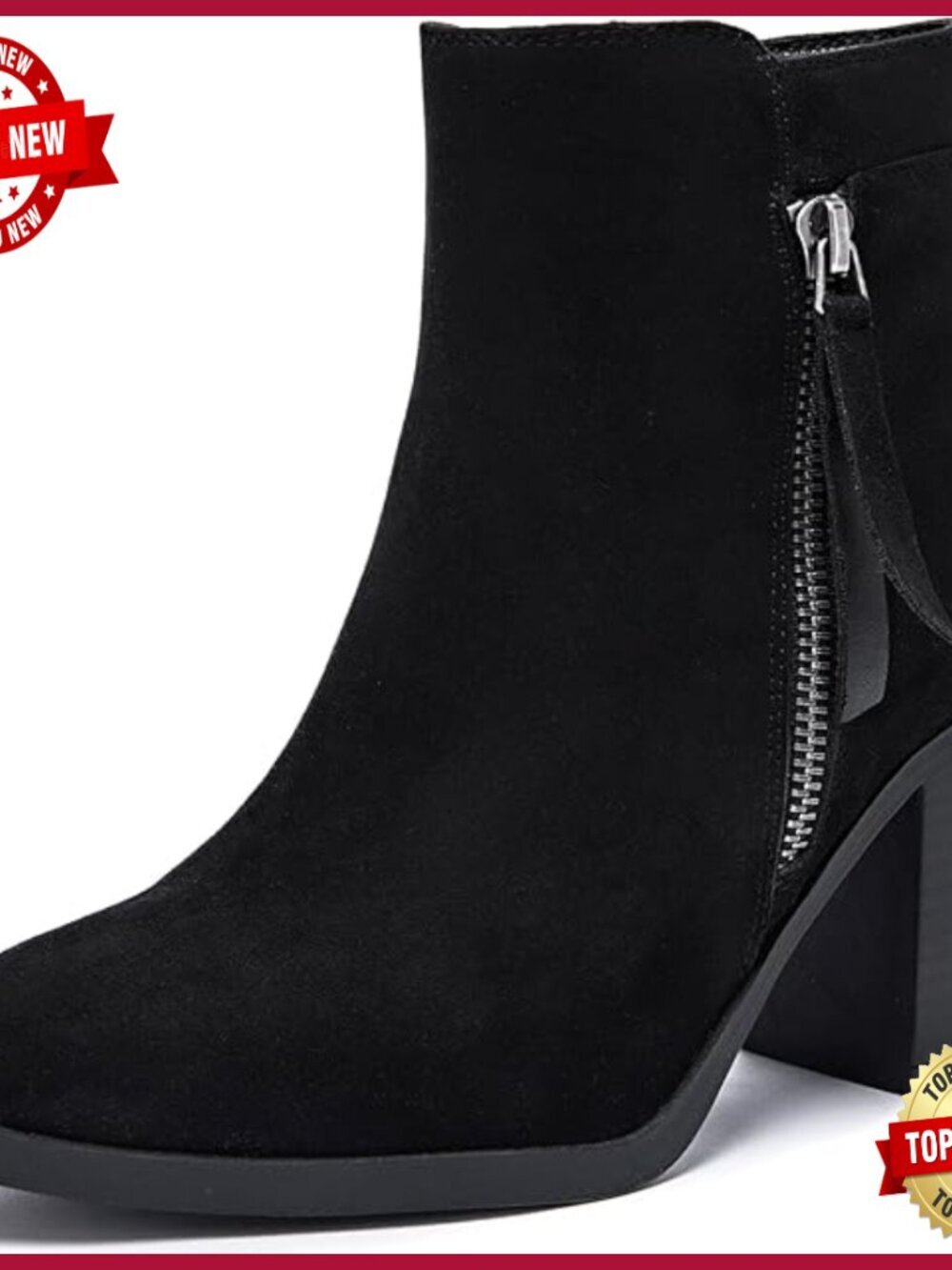 Ankle Boots Low Chunky Heeled Booties Casual Comfortable Fall Winter Pointed